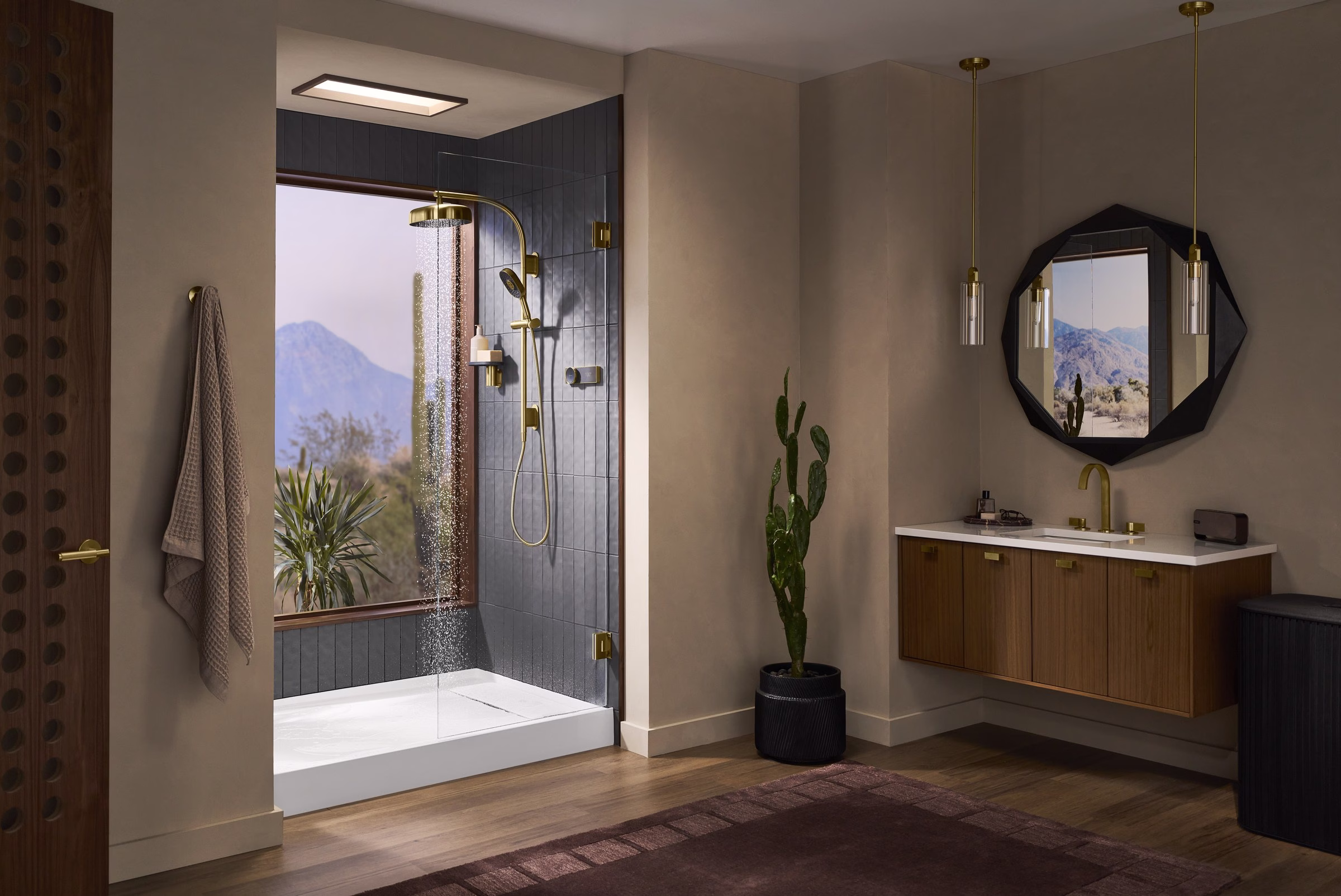 Kohler Anthem EvoCycle digital shower system installed in a modern walk-in shower
