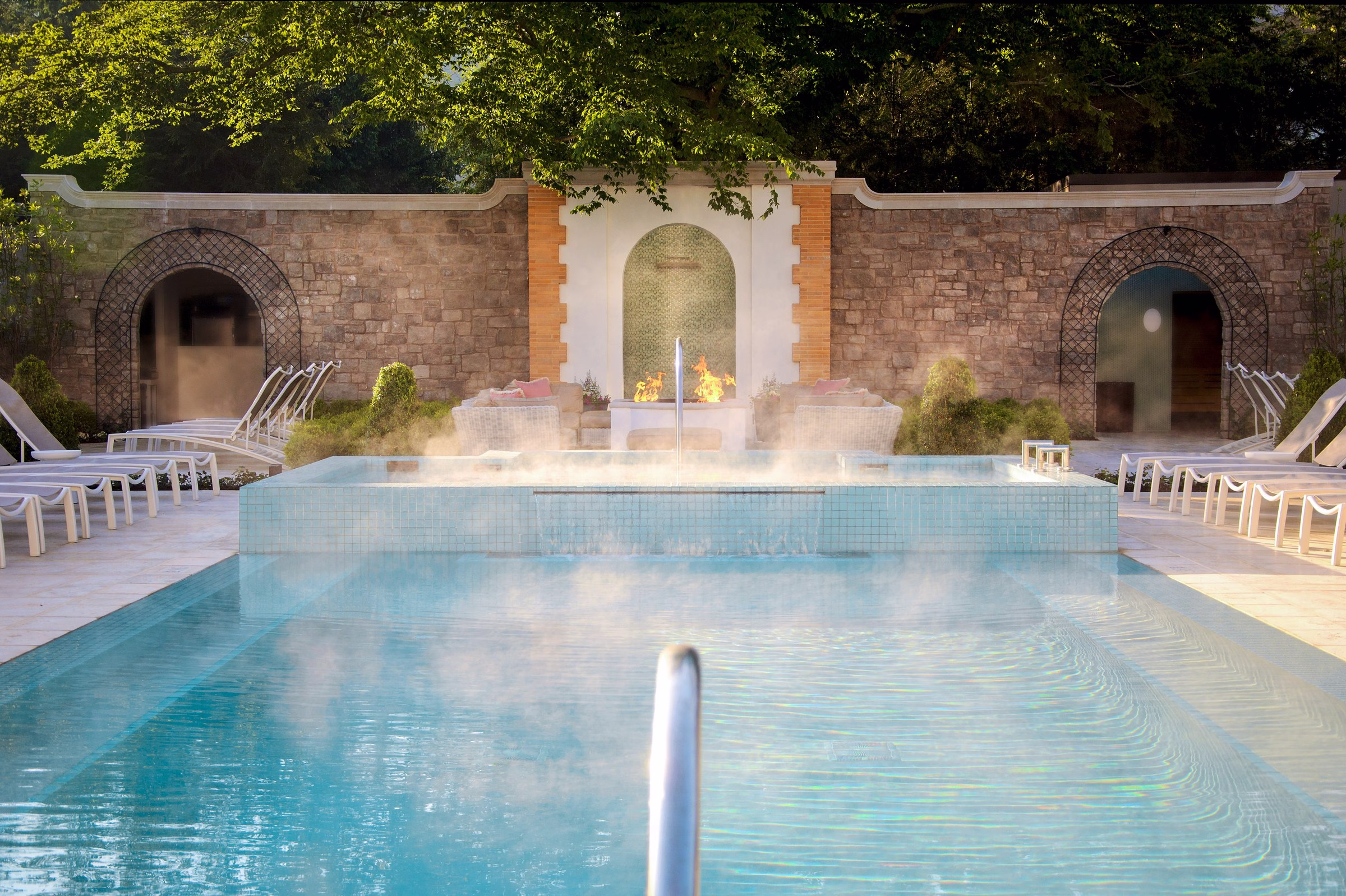 Omni Homestead Resort spa mineral pool with natural hot springs flowing into the wellness facility