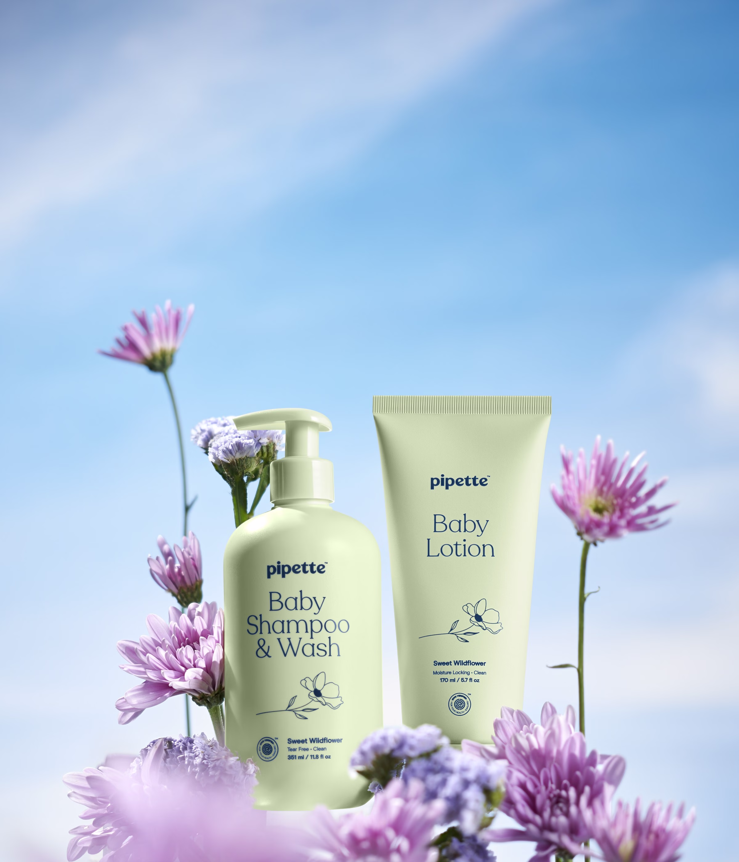 Pipette garden family skincare botanical lifestyle composition with the product among fresh greenery