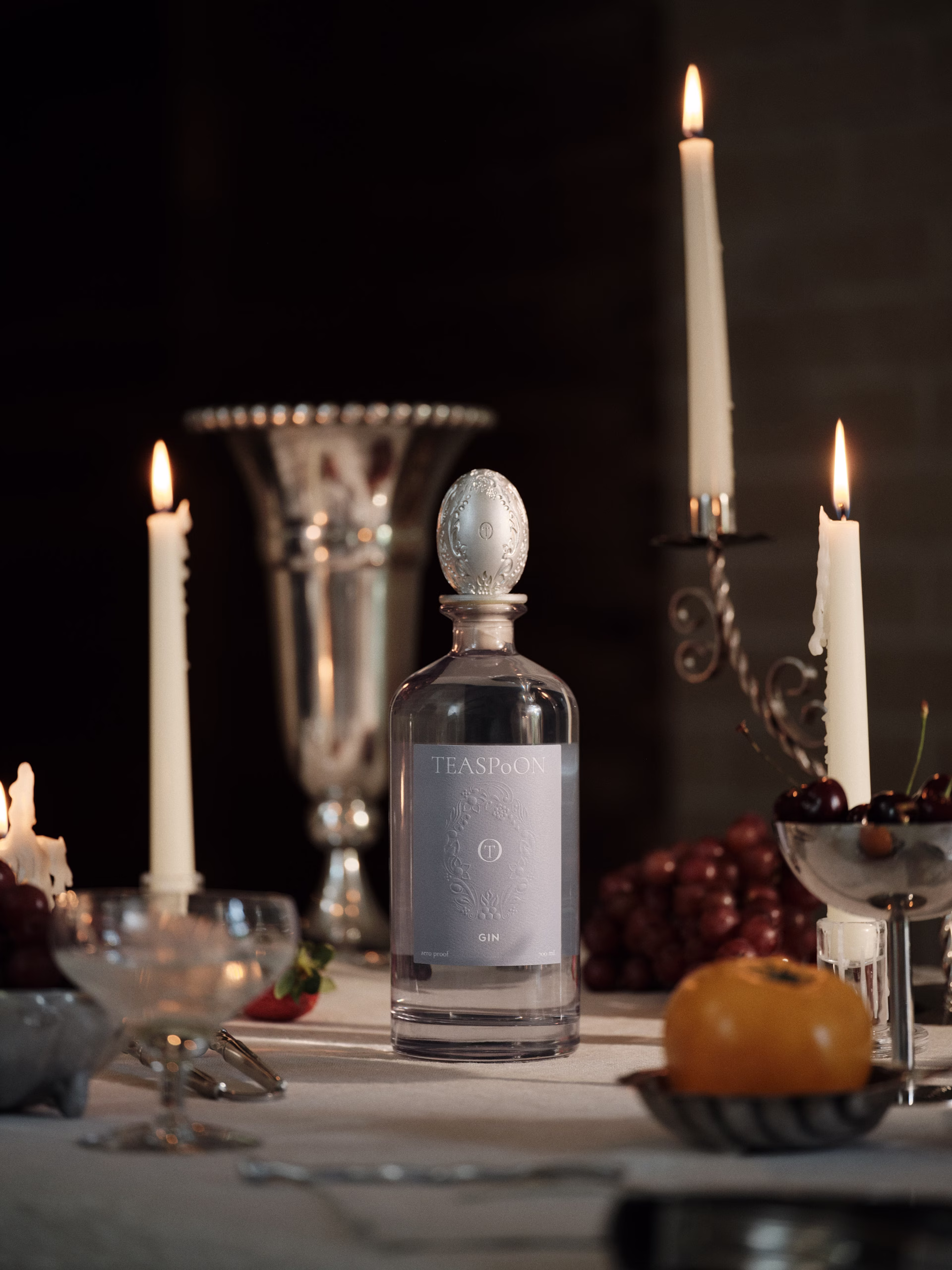 Teaspoon Zero Proof Gin nonalcoholic botanical spirit bottle in product styling