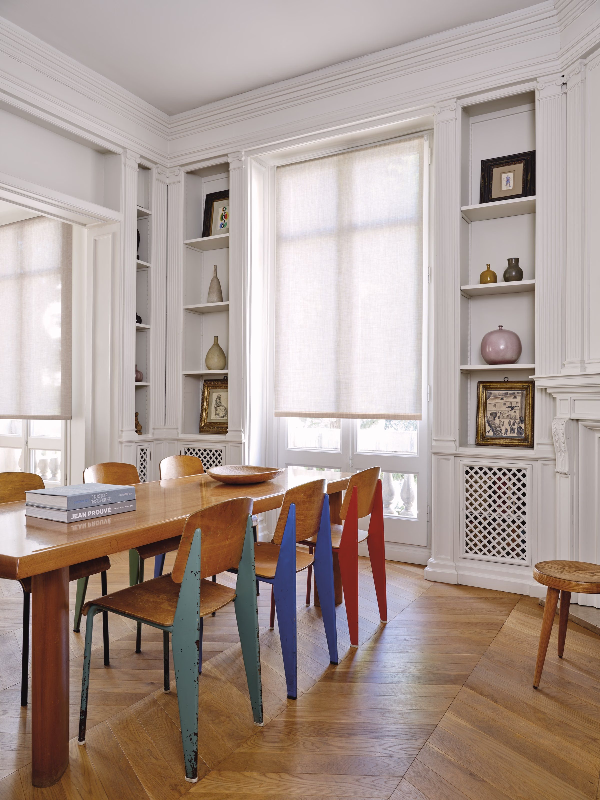 The Shade Store Coulisse Barcelona dining room with custom drapery and refined interior